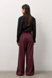 Bordo Linea Geniş Paça Pantolon
