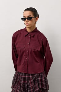 Bordo Manşet Detaylı Regular Fit Gömlek