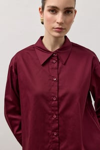 Bordo Pamuklu Arkası Pile Detaylı Regular Fit Gömlek