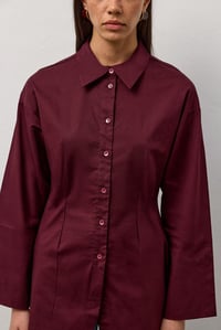 Bordo Pensli Fitted Poplin Gömlek