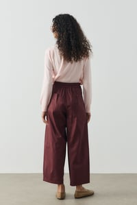Bordo Pile Detaylı Crop Boy Gabardin Pantolon