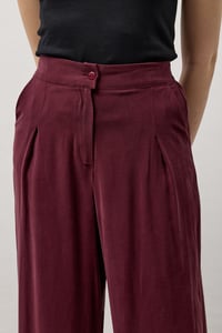 Bordo Pile Detaylı Palazzo Pantolon