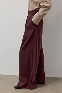 Bordo Pileli Bol Paça Pantolon