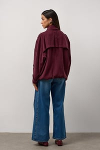 Bordo Trenç Bomber Rüzgarlıklı Ceket