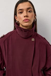 Bordo Trenç Bomber Rüzgarlıklı Ceket