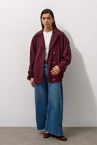 Bordo Trenç Bomber Rüzgarlıklı Ceket