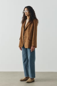 Camel Regular Fit Süet Blazer