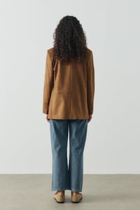Camel Regular Fit Süet Blazer