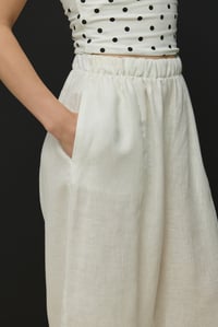 Ekru Barrel Fit Keten Pantolon