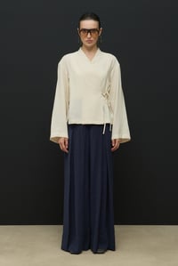Ekru Kruvaze Bağlamalı Mini Kimono