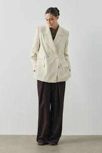 Ekru Multi Cep Detaylı Kruvaze Blazer