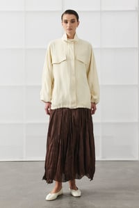 Ekru Oversize Dik Yakalı Bomber Ceket