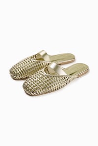 Gold Zarif Örgü Mule Babet
