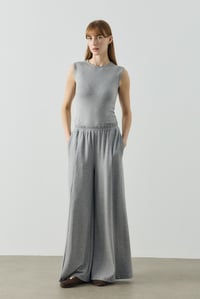 Gri Basic Bol Paça Dökümlü Pantolon