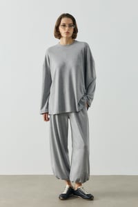 Gri Oversize Uzun Kol Basic Body