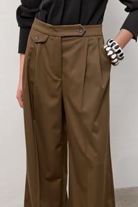 Haki Linea Geniş Paça Pantolon