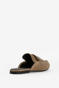 Haki Süet Bantlı Loafer Terlik
