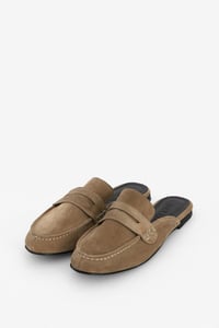 Haki Süet Bantlı Loafer Terlik
