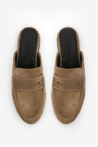 Haki Süet Bantlı Loafer Terlik