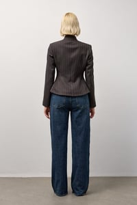 Kahverengi Çizgili Blazer Ceket
