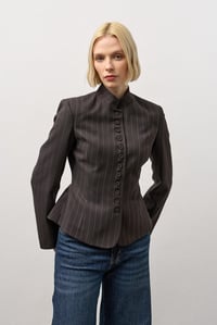 Kahverengi Çizgili Blazer Ceket