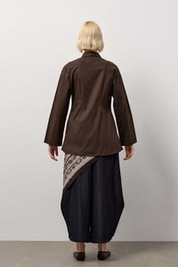 Kahverengi Pensli Fitted Poplin Gömlek