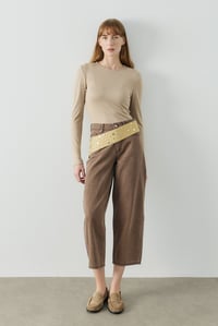 Karamel Barrel Fit Kot Pantolon