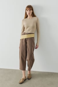 Karamel Barrel Fit Kot Pantolon