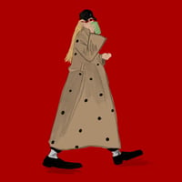 Kırmızı Molene Trench Girl Baskılı Uzun Kol T-shirt