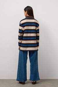 Krem Çizgili Polo Yaka T-Shirt