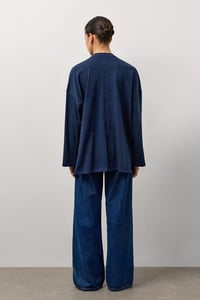 Lacivert Oversize Kesim Uzun Kollu Basic T-Shirt