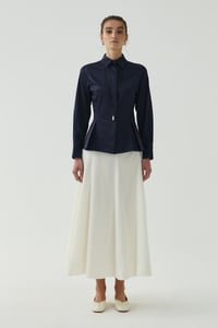 Lacivert Peplum Poplin Gömlek