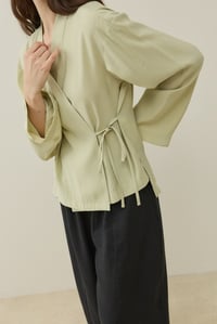 Lime Kruvaze Bağlamalı Mini Kimono