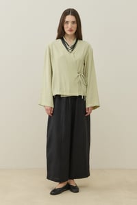 Lime Kruvaze Bağlamalı Mini Kimono