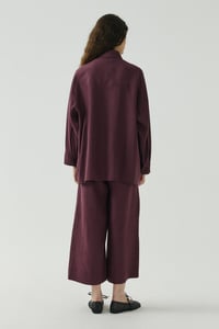 Mürdüm Oversize Basic Keten Gömlek