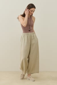 Natürel Barrel Fit Keten Pantolon