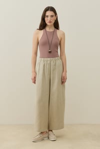 Natürel Barrel Fit Keten Pantolon