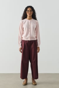 Pembe Bisiklet Yaka Basic Triko Hırka