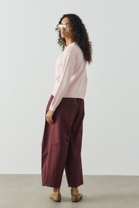 Pembe Bisiklet Yaka Basic Triko Hırka