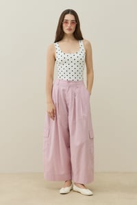 Pembe Kargo Cepli Crop Keten Pantolon