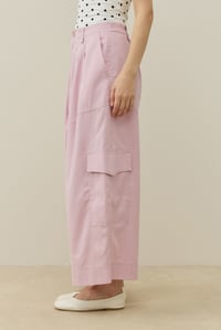 Pembe Kargo Cepli Crop Keten Pantolon