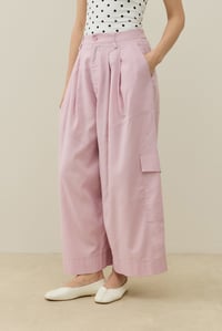 Pembe Kargo Cepli Crop Keten Pantolon