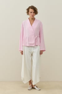 Pembe Kruvaze Bağlamalı Mini Kimono