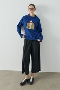 Saks Mavisi Molene Leopard Girl Baskılı Uzun Kol T-shirt