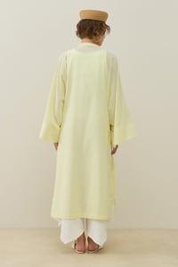 Sarı Hakim Yaka Uzun Vual Kimono