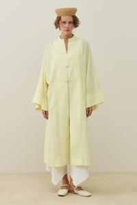 Sarı Hakim Yaka Uzun Vual Kimono