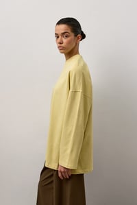 Sarı Oversize Kesim Uzun Kollu Basic T-Shirt