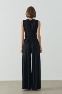 Siyah Basic Bol Paça Dökümlü Pantolon