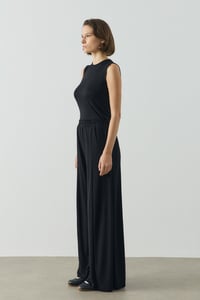 Siyah Basic Bol Paça Dökümlü Pantolon