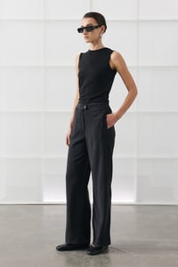 Siyah Bol Paça Basic Pantolon